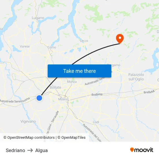 Sedriano to Algua map