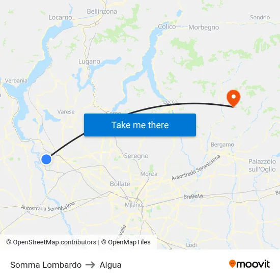 Somma Lombardo to Algua map
