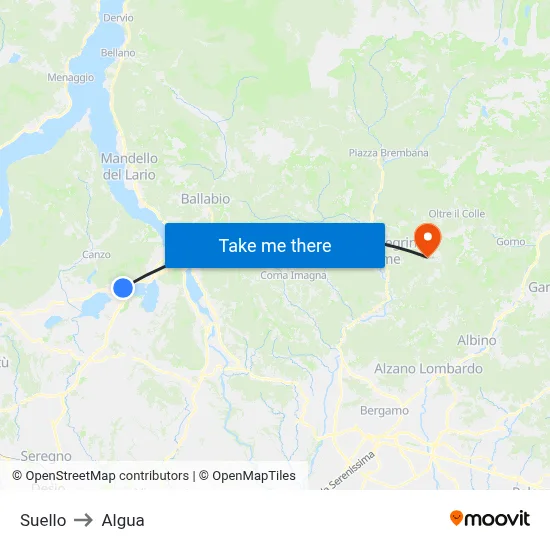 Suello to Algua map