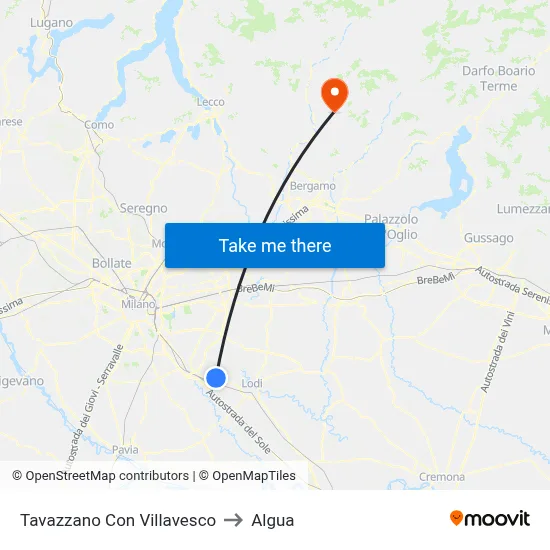 Tavazzano Con Villavesco to Algua map