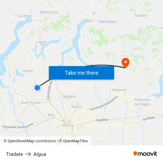 Tradate to Algua map