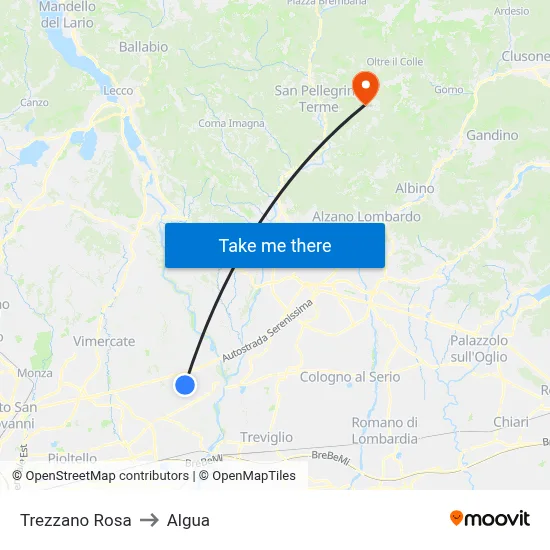 Trezzano Rosa to Algua map