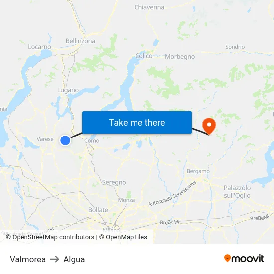 Valmorea to Algua map