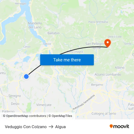 Veduggio con Colzano to Algua map