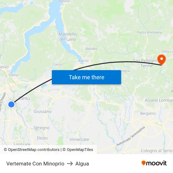 Vertemate Con Minoprio to Algua map