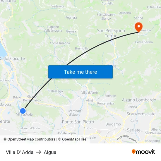 Villa D' Adda to Algua map