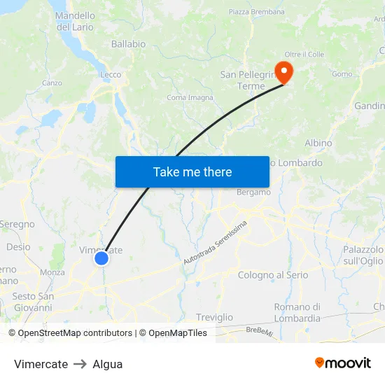 Vimercate to Algua map
