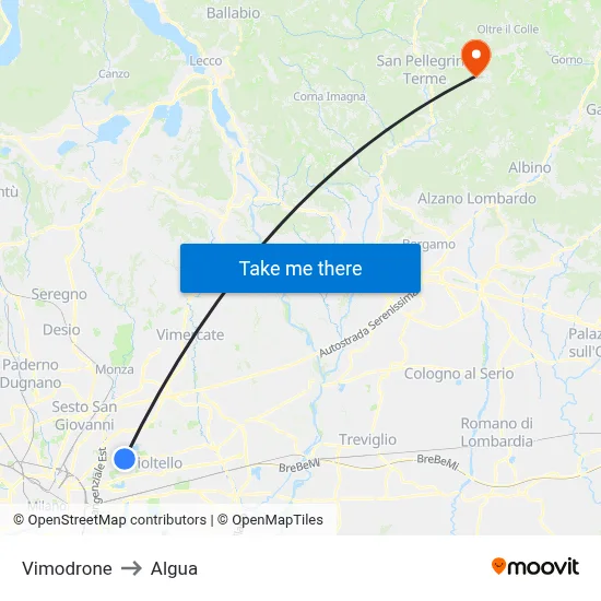 Vimodrone to Algua map