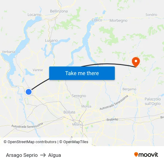 Arsago Seprio to Algua map