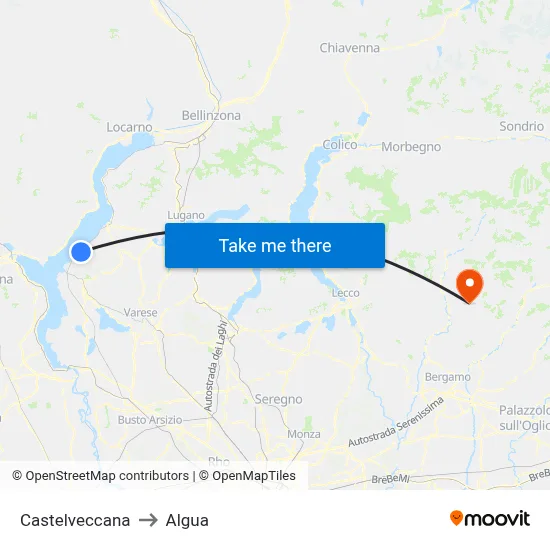 Castelveccana to Algua map