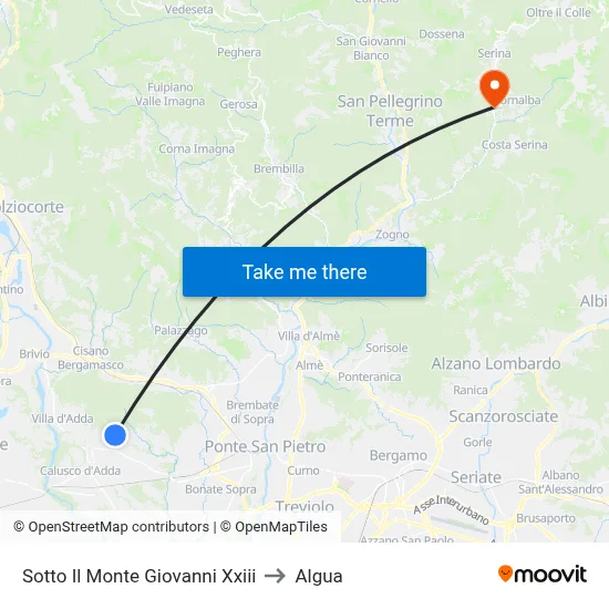 Sotto Il Monte Giovanni Xxiii to Algua map
