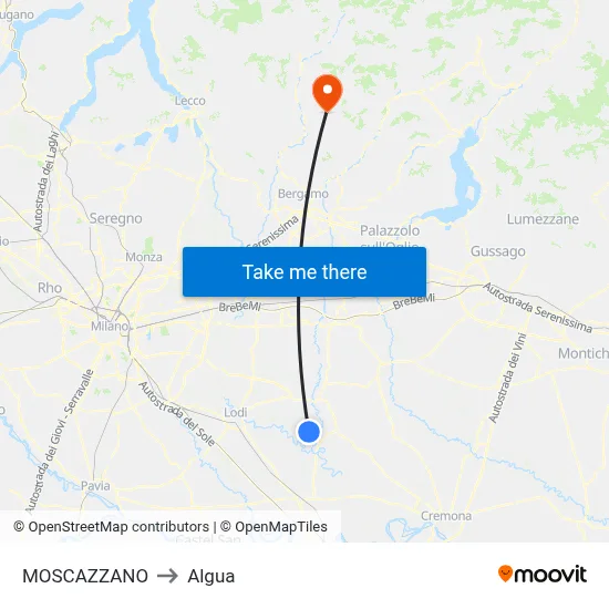 Moscazzano to Algua map