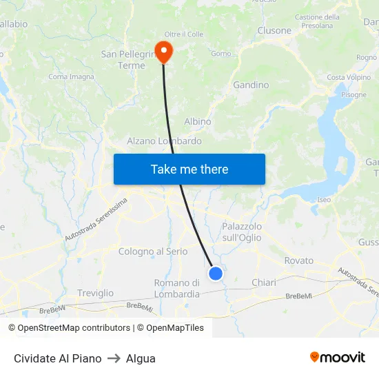 Cividate al Piano to Algua map