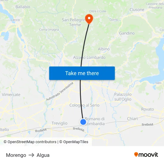 Morengo to Algua map