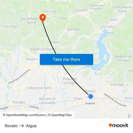 Rovato to Algua map