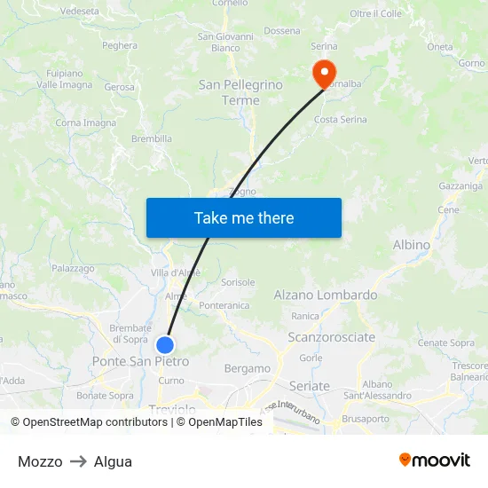 Mozzo to Algua map