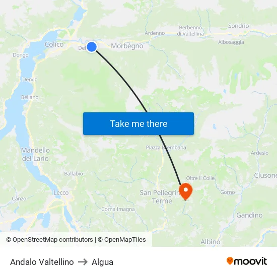 Andalo Valtellino to Algua map