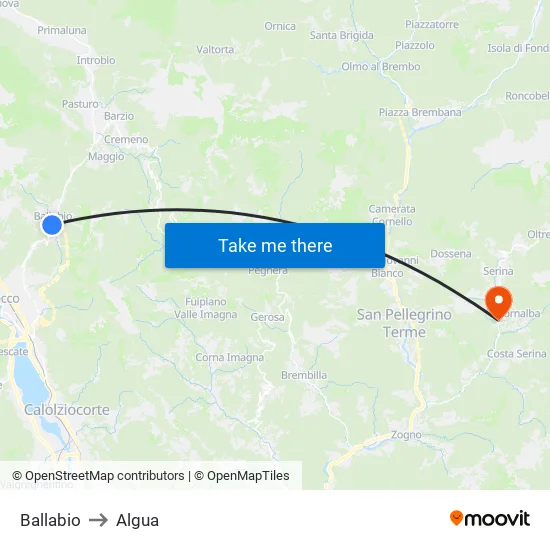 Ballabio to Algua map