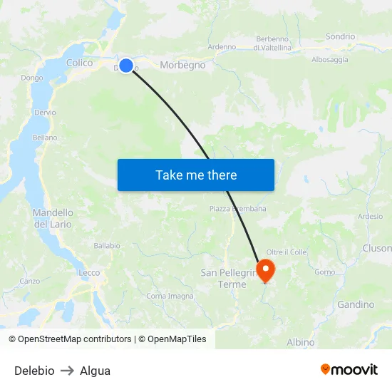 Delebio to Algua map