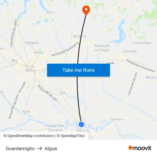 Guardamiglio to Algua map