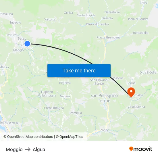 Moggio to Algua map