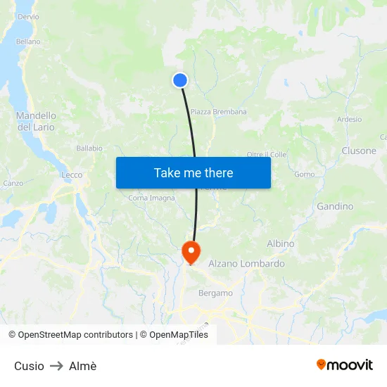 Cusio to Almè map