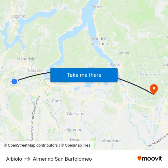 Albiolo to Almenno San Bartolomeo map
