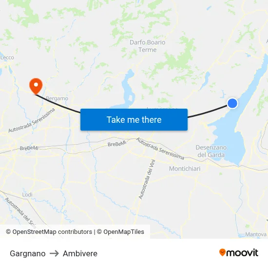 Gargnano to Ambivere map