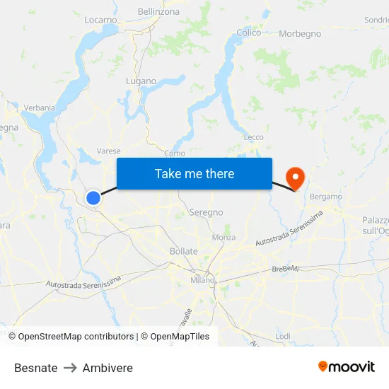 Besnate to Ambivere map