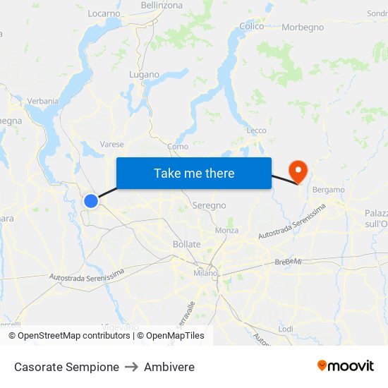 Casorate Sempione to Ambivere map
