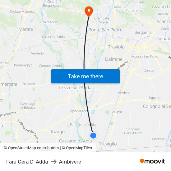 Fara Gera D' Adda to Ambivere map
