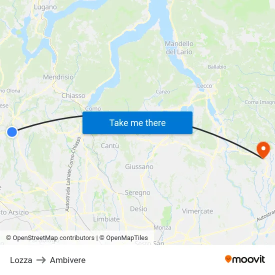 Lozza to Ambivere map