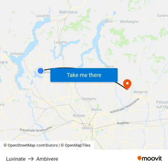 Luvinate to Ambivere map