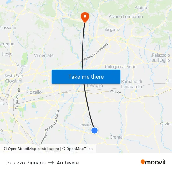 Palazzo Pignano to Ambivere map