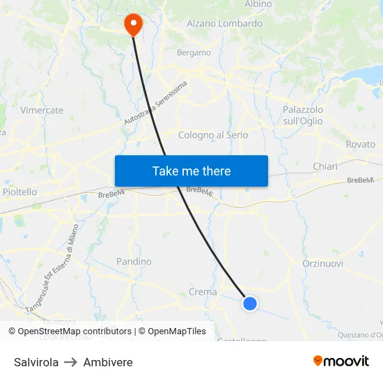 Salvirola to Ambivere map