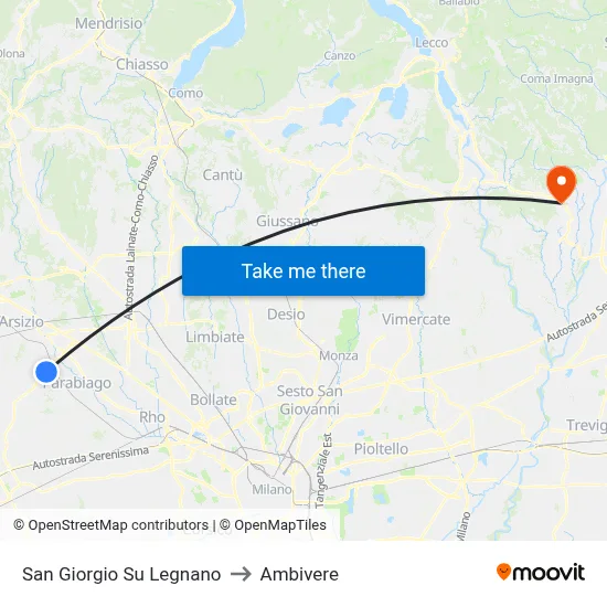 San Giorgio Su Legnano to Ambivere map