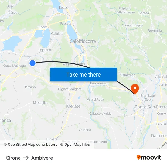 Sirone to Ambivere map