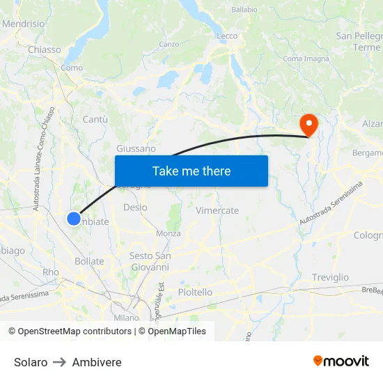 Solaro to Ambivere map
