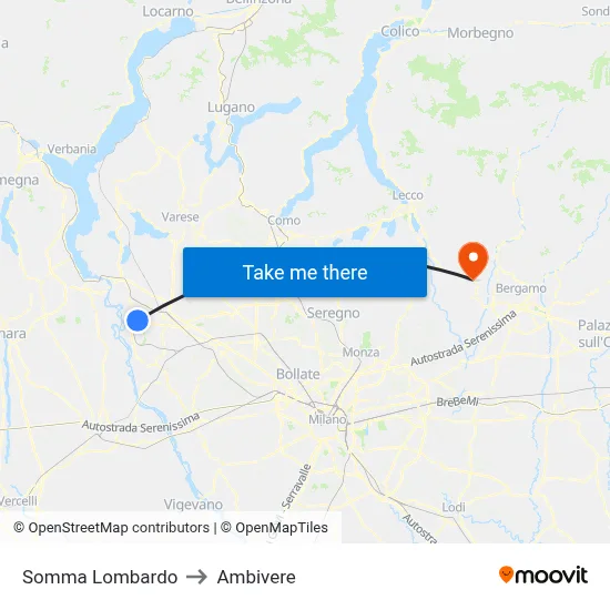 Somma Lombardo to Ambivere map