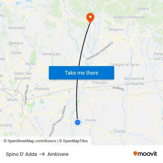 Spino D' Adda to Ambivere map