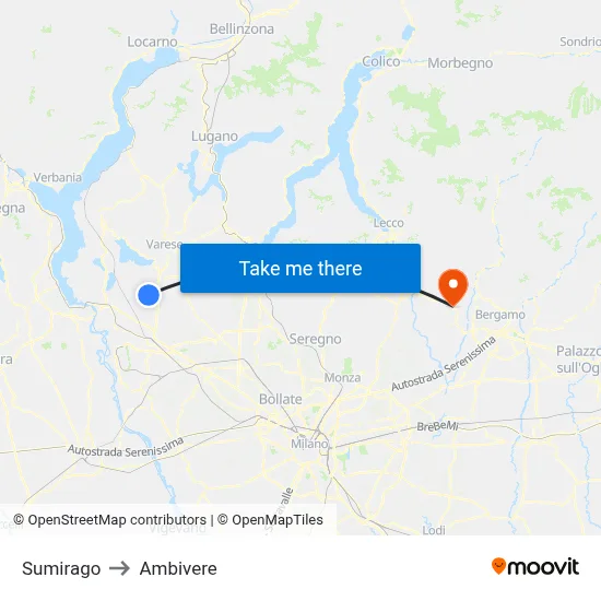 Sumirago to Ambivere map