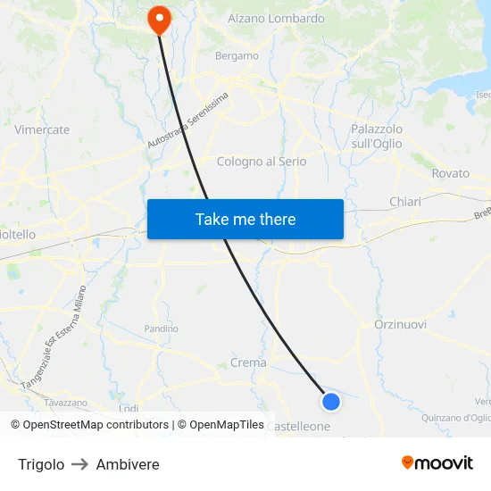 Trigolo to Ambivere map