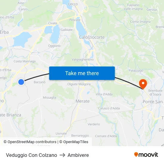 Veduggio Con Colzano to Ambivere map
