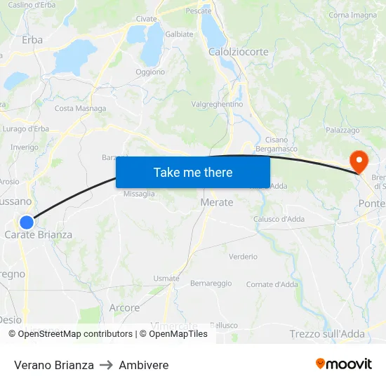 Verano Brianza to Ambivere map