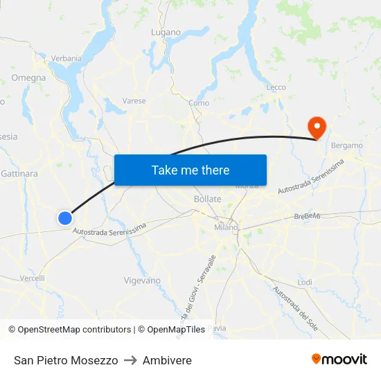 San Pietro Mosezzo to Ambivere map