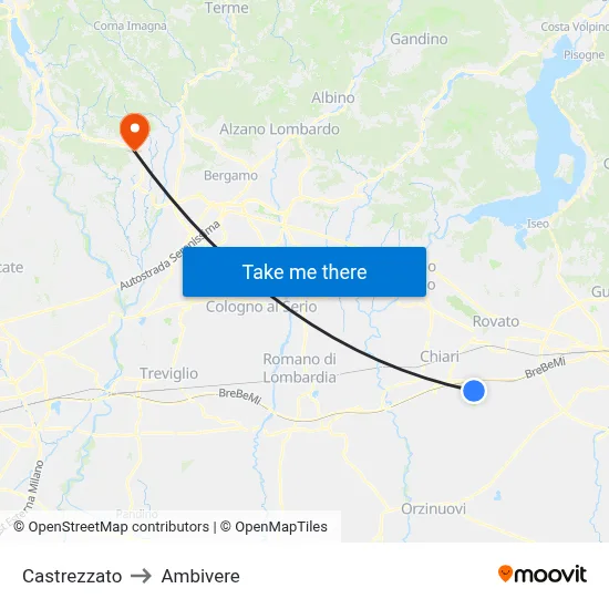 Castrezzato to Ambivere map