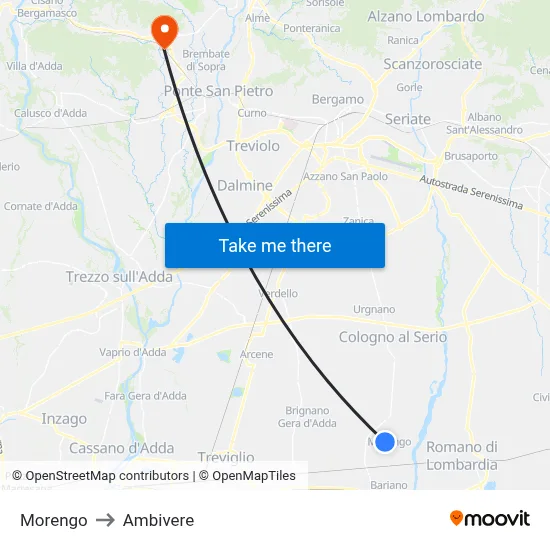 Morengo to Ambivere map