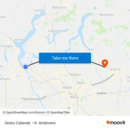 Sesto Calende to Ambivere map