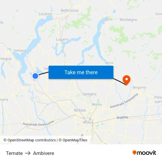 Ternate to Ambivere map