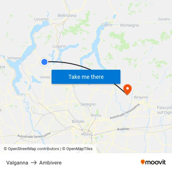 Valganna to Ambivere map